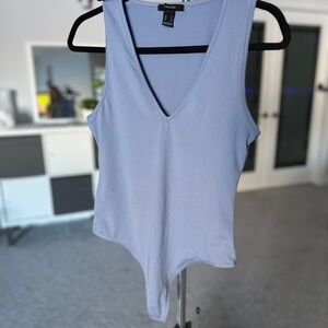 Forever 21 Light Blue V-Neck Bodysuit